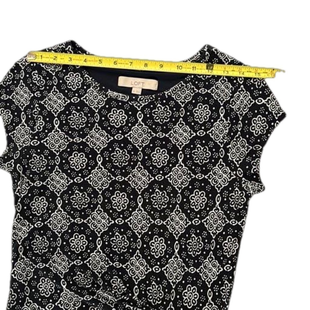 Loft Faux Wrap Dress, Size XS, Black & White Print - Picture 6 of 10
